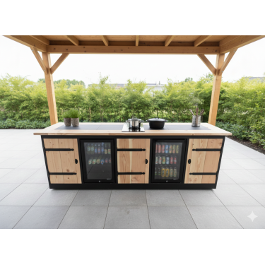 Buitenkeuken Bilbao | Koelkast 70 liter 2 x | Douglas Hout | Kruishengen | 2 pits inductie